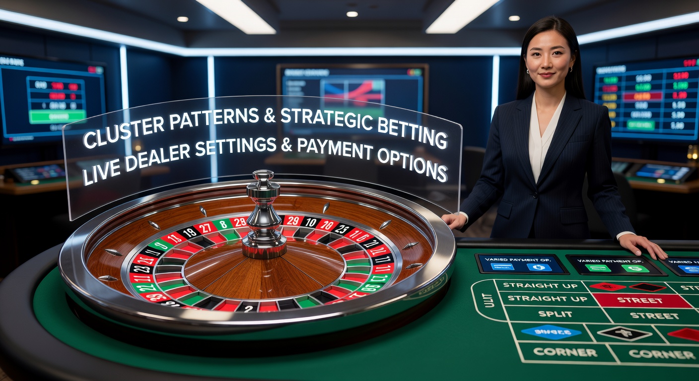 Live-Dealer-Roulette-Tisch mit Fokus auf Zahlungsoptionen und Cluster-Wetten