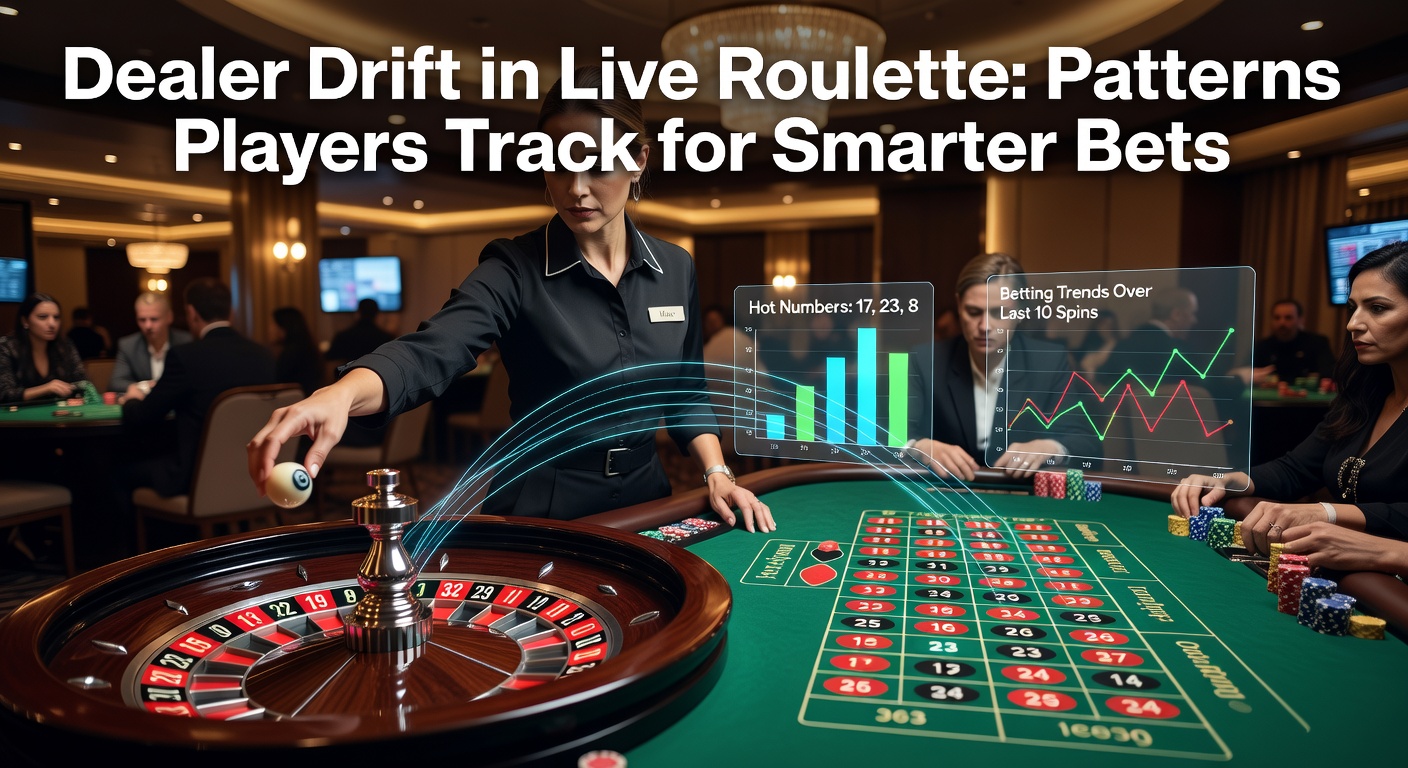 Live Roulette Tisch mit Dealer, der das Rad dreht; zeigt typische Drift-Muster auf dem Rad