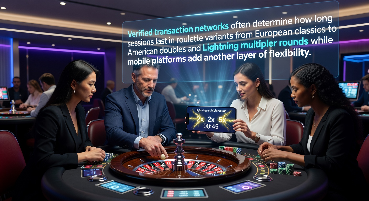 Roulette-Tisch mit digitalen Transaktionssymbolen und Spielern an europäischen und amerikanischen Varianten